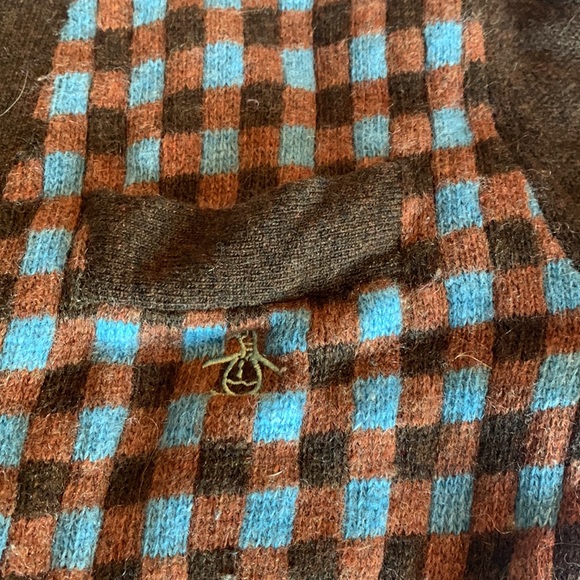 Original Penguin Mens Blue and Brown Plaid Cardigan Size M - Picture 5 of 6